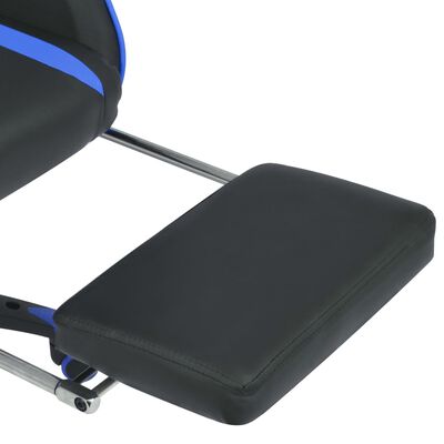 vidaXL Silla de oficina racing reclinable con reposapiés azul