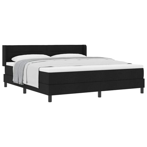 vidaXL Cama tipo Box Spring con colch&oacute;n Negro 200 x 180 cm Poli&eacute;ster