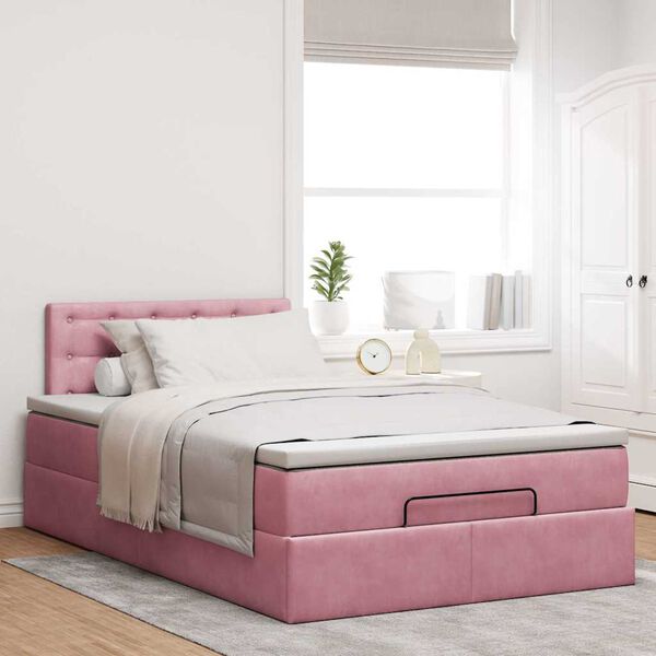 vidaXL Estructura de cama otomana colch&oacute;n terciopelo rosa 120x200cm