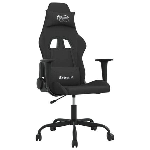 vidaXL Silla gaming de masaje tela negra