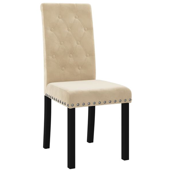 vidaXL Sillas de comedor 4 unidades de terciopelo crema