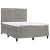 vidaXL Cama box spring con colch&oacute;n terciopelo gris claro 140x190 cm
