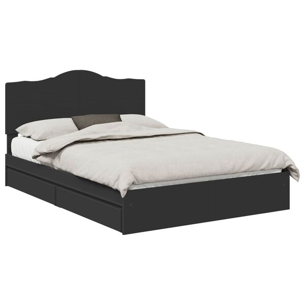 vidaXL Cama con almacenamiento Negro 140 x 190 cm Madera de ingenier&iacute;a