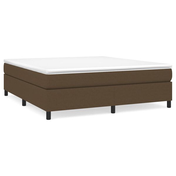 vidaXL Cama box spring con colch&oacute;n tela marr&oacute;n oscuro 180x200 cm
