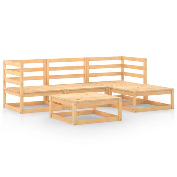 vidaXL Juego de muebles de jardín 5 piezas madera maciza de pino