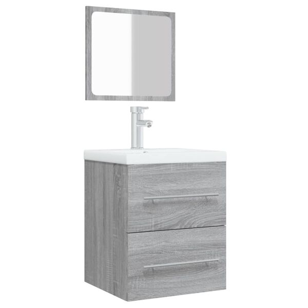vidaXL Armario de ba&ntilde;o con espejo gris sonoma 41x38,5x48 cm