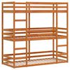 vidaXL Litera triple de madera maciza de pino marrón cera 80x200 cm