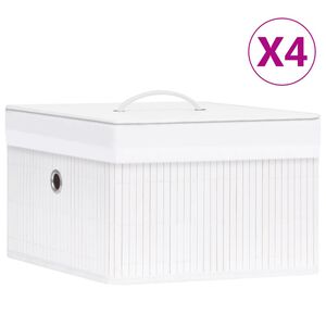 vidaXL Cajas de almacenamiento de bamb&uacute; 4 unidades blanco