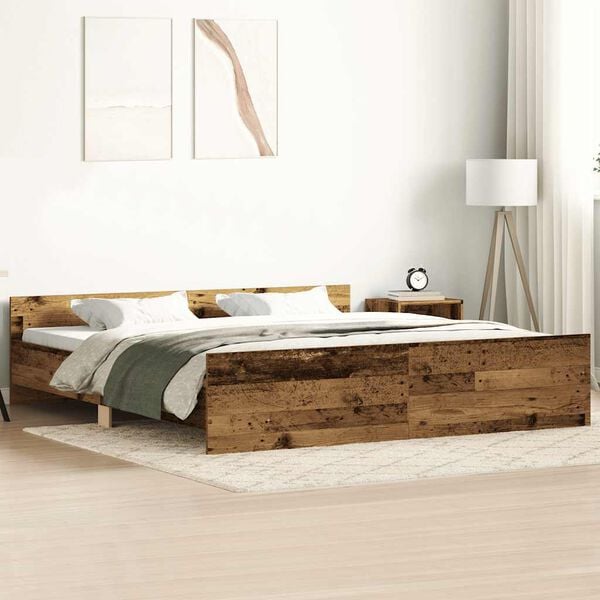 vidaXL Estructura de cama sin colch&oacute;n madera antigua 160x200 cm