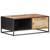 vidaXL Mesa de centro madera de mango rugosa y ca&ntilde;a natural 90x50x35cm