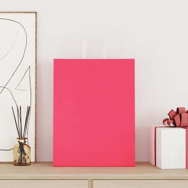 vidaXL Bolsas de papel con asas 50 uds rosa 32x12x42 cm