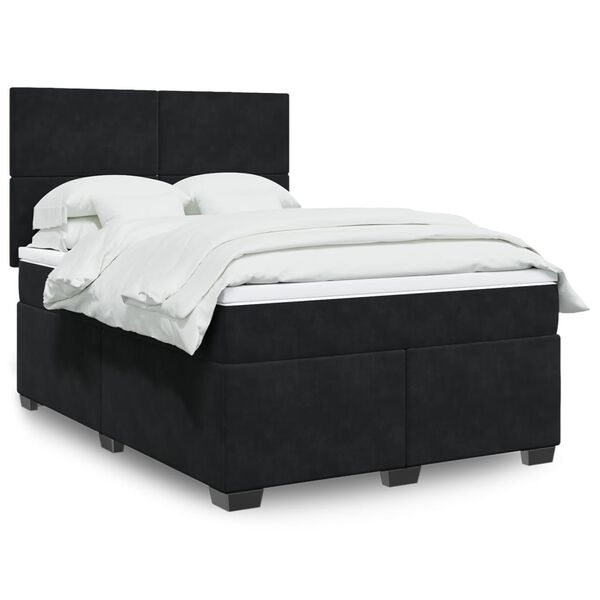 vidaXL Cama box spring con colch&oacute;n terciopelo negro 160x200 cm