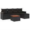 vidaXL Set de sof&aacute;s de jard&iacute;n 6 piezas y cojines rat&aacute;n sint&eacute;tico negro