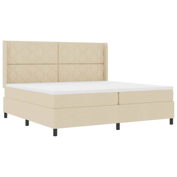 vidaXL Cama tipo Box Spring con colch&oacute;n Crema 200 x 200 cm tela