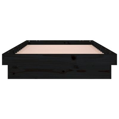 vidaXL Estructura de cama con LED de madera maciza negra 90x190 cm