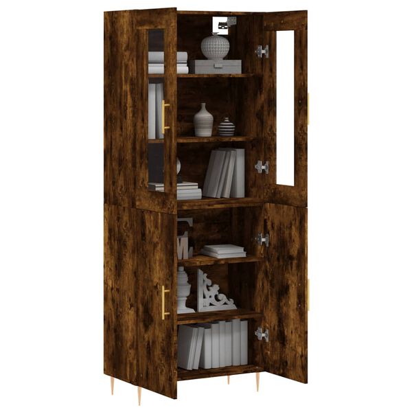 vidaXL Aparador alto madera contrachapada roble ahumado 69,5x34x180 cm