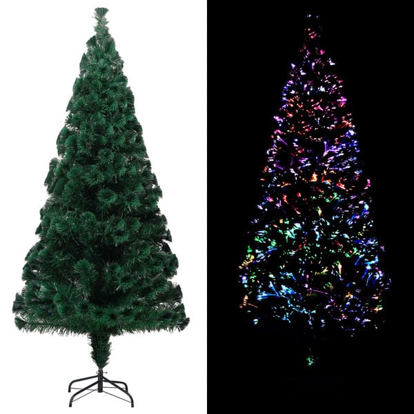 vidaXL Árbol de Navidad artificial y soporte fibra óptica verde 240 cm