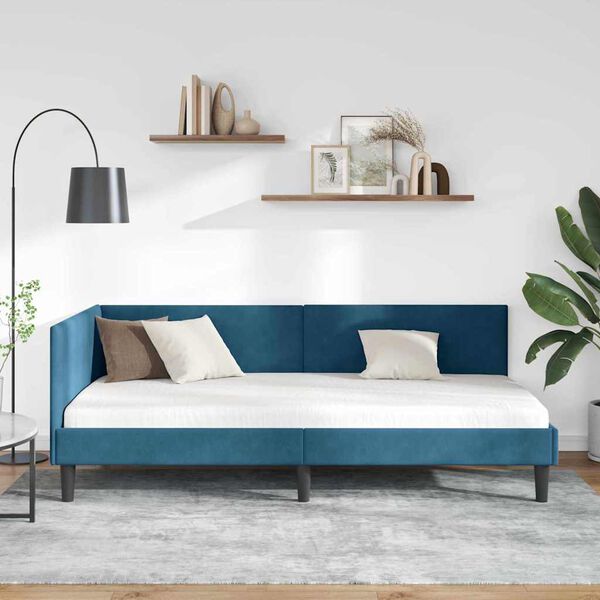 vidaXL Estructura de cama en esquina Azul 80 cm x 200 cm Terciopelo
