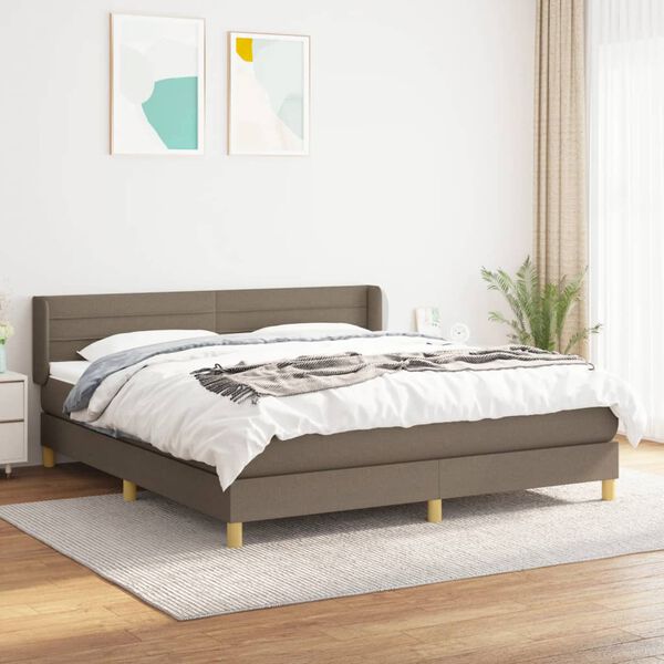 vidaXL Cama box spring con colch&oacute;n tela gris taupe 160x200 cm