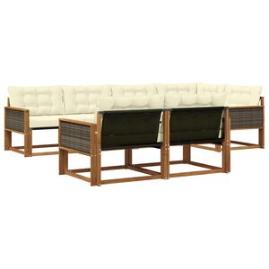 vidaXL Conjunto de sof&aacute;s de exterior con coj&iacute;n 7 pcs Natural y Crema