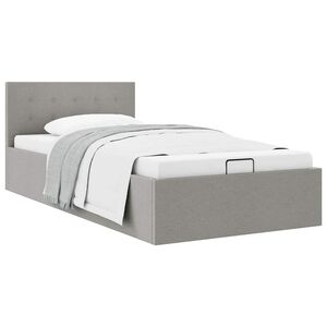 vidaXL Cama hidr&aacute;ulica almacenaje sin colch&oacute;n gris claro 90x200 cm
