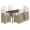 vidaXL Set de mesa y sillas jard&iacute;n 7 pzas con cojines rat&aacute;n PE marr&oacute;n