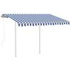 vidaXL Toldo retr&aacute;ctil autom&aacute;tico con postes azul y blanco 3x2,5 m