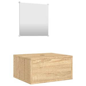 vidaXL Juego de muebles de ba&ntilde;o de 2 piezas en madera de roble