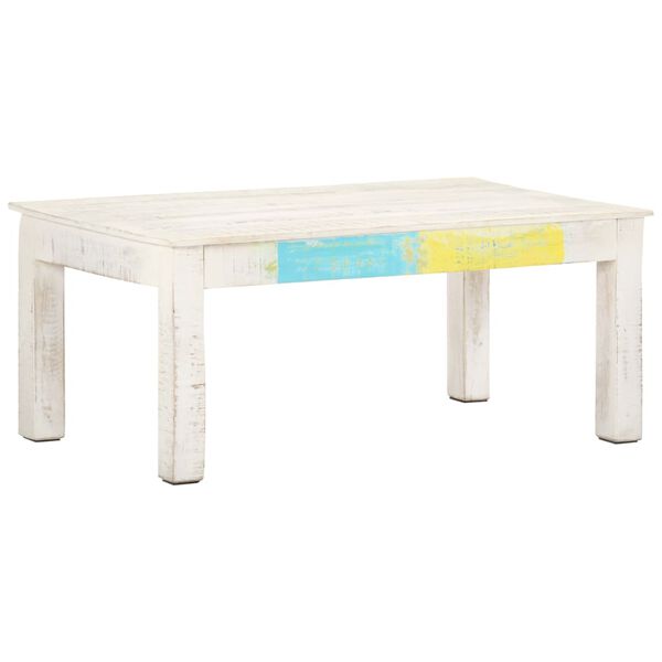 vidaXL Mesa de centro de madera maciza de mango blanca 110x60x45 cm