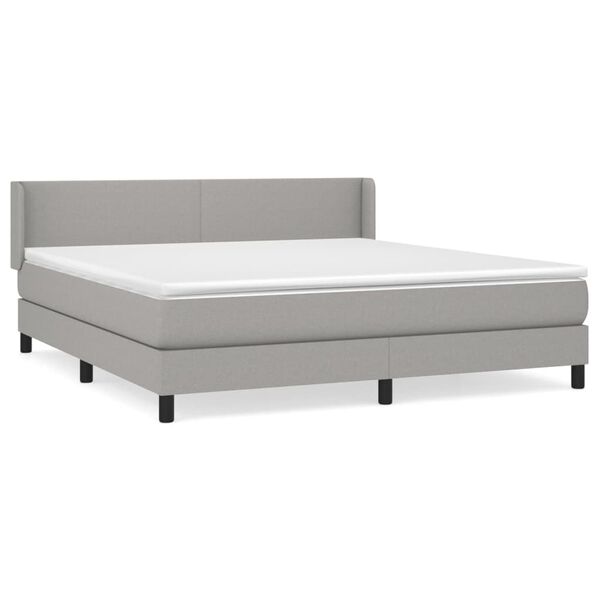 vidaXL Cama box spring con colch&oacute;n tela gris claro 160x200 cm