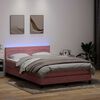 vidaXL Cama box spring con colch&oacute;n y LED terciopelo rosa 140x220 cm
