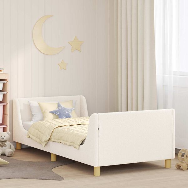 vidaXL Cama para ni&ntilde;os con cabecero Crema 90 x 190 cm Tela de Oveja