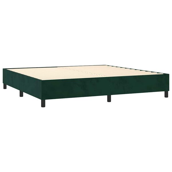 vidaXL Cama box spring con colch&oacute;n terciopelo verde oscuro 200x200 cm