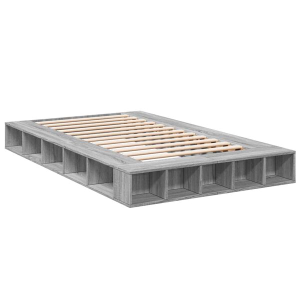 vidaXL Estructura de cama madera de ingenier&iacute;a gris Sonoma 135x190 cm