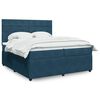 vidaXL Cama box spring con colch&oacute;n terciopelo azul oscuro 200x200 cm