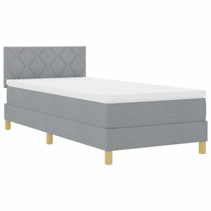 vidaXL Cama Box Spring LED con tiras LED Gris Claro 90 x 200 cm tela