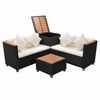 vidaXL Set de muebles de jard&iacute;n 4 pzas y cojines rat&aacute;n sint&eacute;tico negro