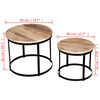 vidaXL Set mesas centro redonda 2 uds madera mango rugosa 40 cm/50 cm