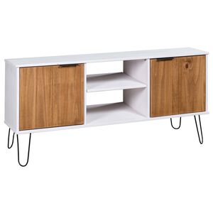 vidaXL Mueble de TV New York madera maciza pino madera clara y blanco