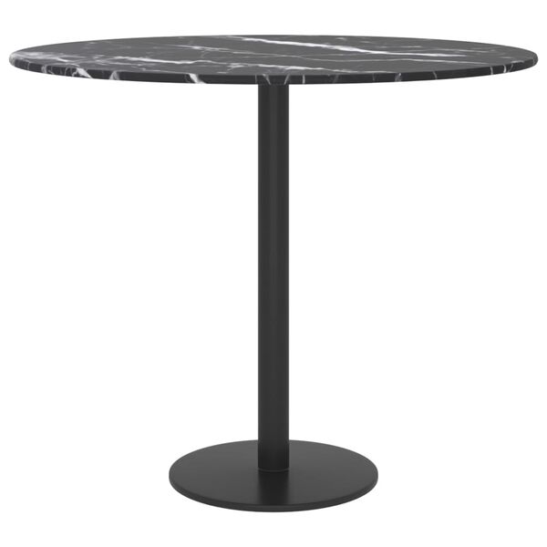 vidaXL Tablero de mesa diseño mármol vidrio templado negro Ø50x0,8 cm