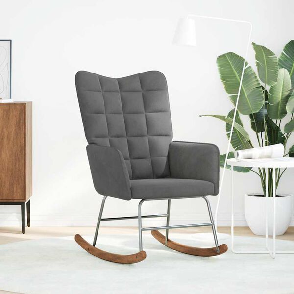 vidaXL Silla mecedora de terciopelo gris oscuro