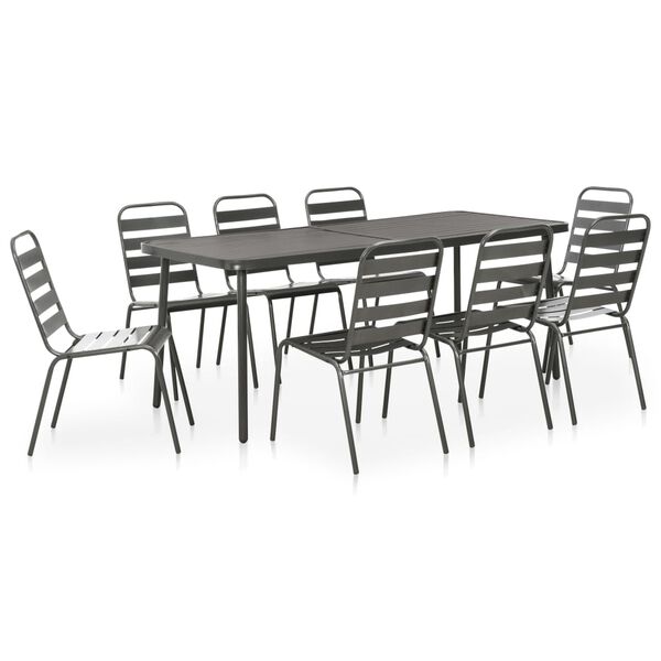 vidaXL Juego de comedor para jardín 9 piezas acero gris oscuro