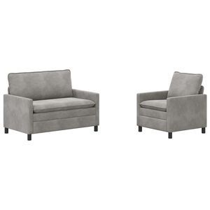vidaXL Juego de Sof&aacute; 2 uds. Gris Claro Terciopelo