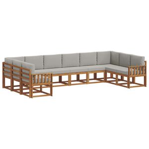 vidaXL Conjunto de sof&aacute;s de exterior 10 pcs Gris Natural y Claro