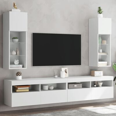 vidaXL Muebles de TV con luces LED 2 uds blanco 30,5x30x90 cm