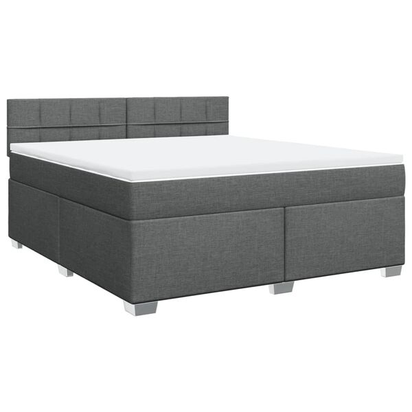 vidaXL Cama box spring con colchón tela gris oscuro 180x200 cm