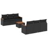 vidaXL Set de comedor de jard&iacute;n 7 pzas y cojines rat&aacute;n sint&eacute;tico negro