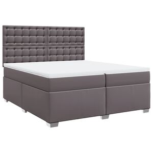 vidaXL Cama box spring con colch&oacute;n cuero sint&eacute;tico gris 200x200 cm