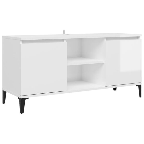 vidaXL Mueble de TV con patas de metal blanco brillante 103,5x35x50 cm