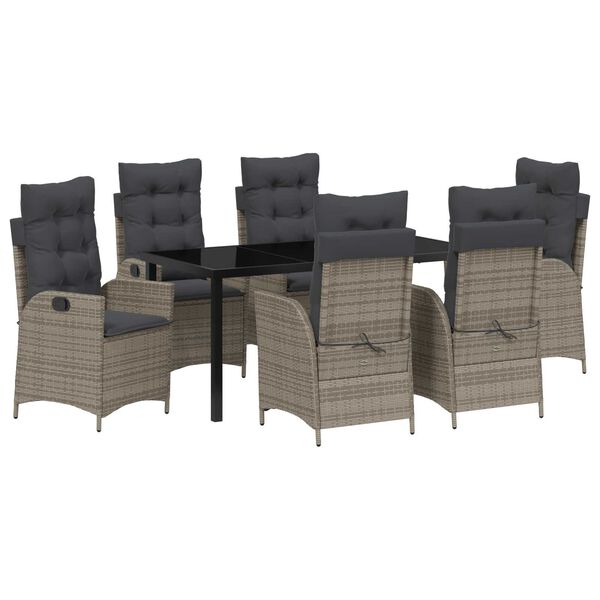 vidaXL Conjunto de Comedor de Jard&iacute;n 7 pcs Gris rat&aacute;n sint&eacute;tico